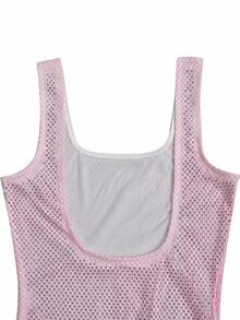 Elisanya Elegant Sexy Straps Sequins Mesh Sparkly Rhinestone Halter Dress Female Temperament Party Birthday Graduation - Pink - View 8