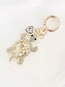 1pc Creative Cute Rhinestone Ocean Turtle Keychain, Alloy Crystal Animal Keyring, Heart-Shaped Faux Pearl Bag Charm, Exquisite Gift For Graduation, Back To School, Birthday Halloween Accessories Teachers Day Gifts For Mother, Father, Graduation, And Teacher - Multicolor - View 9