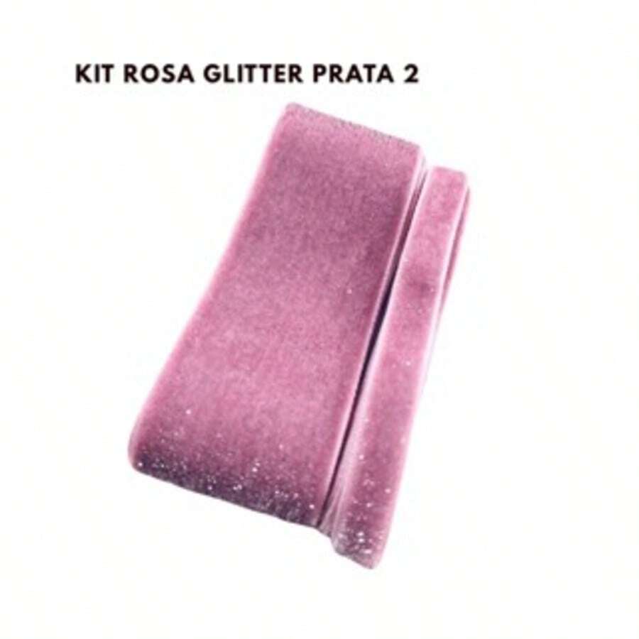 Sponged Velvet Ribbon Kit With Glitter - Pink Mod 2 (silver Glitter) - View 1