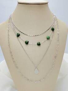 Women's Multi-Layer Necklace With Heart-Shaped Pendants In Various Colors, Elegant And Fashionable Design, Suitable For Parties, Gifts And Daily Wear - C108 - 查看 4