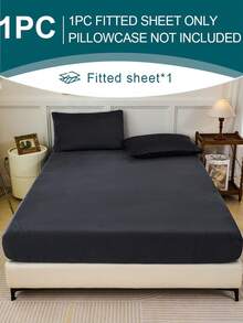 1pc Black Velvet Fitted Sheet Warm Soft Solid Fuzzy Fitted Sheet King Queen Full Twin Size, Luxury Super Soft Cozy Comfy Bottom Sheet With 11.8" Deep Pocket,Suitable For Fall Winter And Spring, No Pillowcases Autumn And Winter Warm Mattress Protection, Deep Pocket, Bed Sheet - Black - View 6