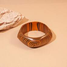 1 chiếc vòng tay gỗ bản rộng hình học phóng đại thời trang cổ điển đa năng dành cho phụ nữ, thích hợp để đeo hàng ngày (Họa tiết chạm khắc ngẫu nhiên) - nhiều màu - Xem 10