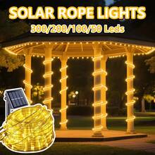 Solar Rope Lights,  LED Solar String Lights, 8 Modes Waterproof Solar Powered Outdoor Light, Flexible Clear Tube Light For Garden Backyard Patio Deck Pool Tree Decor - 暖白色 - 查看 1