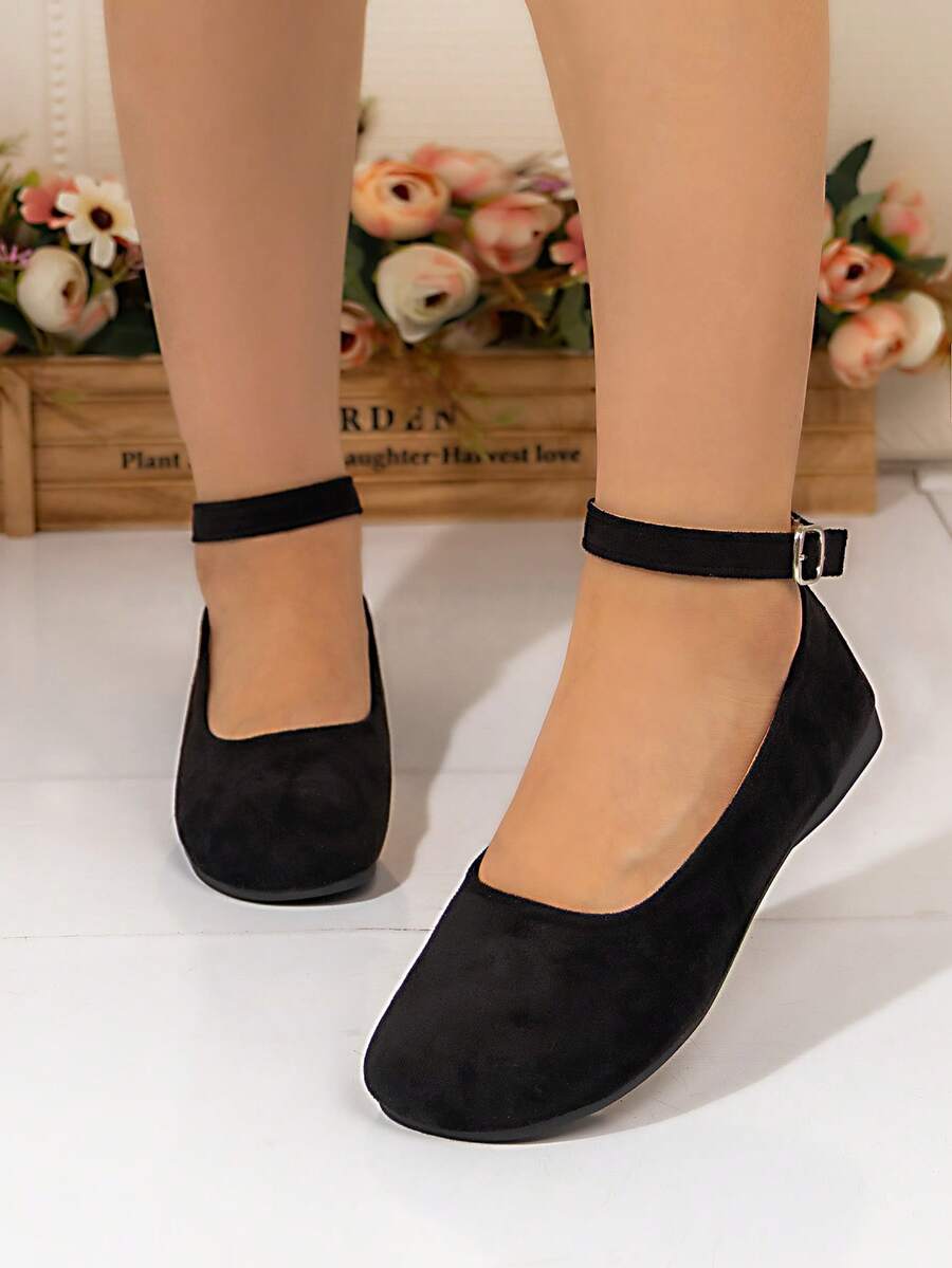 Women's Casual Flat Round Toe Soft Bottom Ankle Strap Slip-On Shoes, Suitable For Walking, Outdoor, Leisure, Comfortable, Lightweight, Versatile Solid Color Fashion Vacation Commute Basic Casual Retro Lace-Up Flats For Beach, Party, Office, Home, Indoor/Outdoor, Spring/Summer/Autumn/Winter