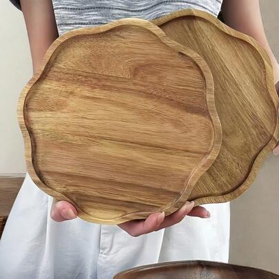 1pc/2pcs/4pcs Plum Blossom Paulownia Wood Tray, Multi-Functional Wooden Tray, Large Plum Blossom Shape (7.88 Inches) Wooden Tray, Jewelry Display Tray, Perfume Tray, Bathroom Tray, Desktop Decor, Suitable For Jewelry, Perfume, Jewelry, Bath Products, Cosmetics, Home Decor Tray, Perfect Choice For Restaurant Display And Holiday Decoration