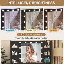 Special Offer Products Black Large Vanity Desk W/11 LED Mirror 7 Drawers Dressing Table W/3 Color Light - 黑色 - 查看 8