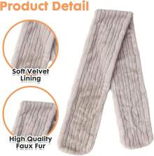 Faux Fur Scarf Wrap For Women, Long Plush Winter Shawl Collar, Warm Convertible Scarf  Neck Warmer, Elegant Evening Cape Bolero - 灰色 - 查看 8