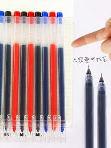 【现货】12支装中性笔Pulpen Gel 3 Warna 0.5mm 华夏万卷大容量中性笔0.5mm针管水笔学生考试文具巨能书写中性笔签字笔碳素笔全针管水笔 - 彩色 - 查看 9