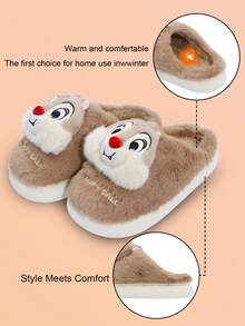 أحذية منزلية دافئة للشتاء مزينة بنقش كرتوني جذاب لشخصيات تشيب ودايل الرسمية من ديزني، للشباب