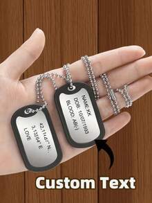 Collar de acero de titanio personalizado con texto personalizado, collar con colgante de etiqueta militar de acero inoxidable, colgante con logotipo personalizado DIY, colgante de calendario con texto grabado por láser en acero inoxidable, collar de placa de identificación personalizado, regalo para novio/padre - Multicolor - Ver 1