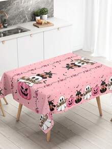 1 pièce Nappe ronde décorative rose pour Halloween, nappe en polyester avec motif de citrouille fantôme et chat noir, décoration de table pour fête d'Halloween, Trick or Treat, fantôme BOO, décoration de célébration d'Halloween, nappe rose pour fête, décoration de fête pour dames, décoration de table de salle à manger pour Halloween, décoration de cuisine et salle à manger, décoration d'intérieur, nappe de haute qualité et durable, petit cadeau d'Halloween, petit cadeau de fête - Halloween Rose BOO - Voir 6