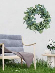 1pc Artificial Eucalyptus Garland Room Decor Fake Silk Leaf Flowers Silver Dollar Eucalyptus Leaves Vine Handmade Rattan Greenery Wreath Wedding Graduation Party Backdrop Indoor Outdoor Arch Wall Hanging Plant Wall Door, Fireplace, Windows, And Dinner Party, House
