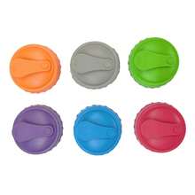 6个硅胶汽水瓶盖，防漏可重复使用密封盖，适用于罐装和瓶装饮料 - 彩色 - 查看 7