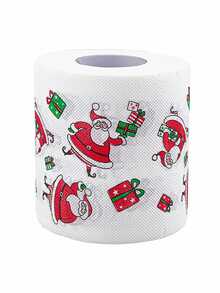 1 rouleau, papier toilette thème de Noël festif - Père Noël, renne et designs d'arbre de Noël mignons et de bandes dessinées, papier hygiénique doux pour la salle de bain, idéal pour les célébrations de Noël et des fêtes, cadeau de fête de Noël, décoration de fête de Noël
