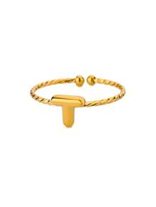 1 Buah Cincin Huruf Awal Tebal Lucu untuk Wanita, Warna Emas, Baja Tahan Karat, Huruf A-Z, Cincin yang Dapat Diatur, Perhiasan Pernikahan Estetis, Hadiah - Yellow Gold - View 14