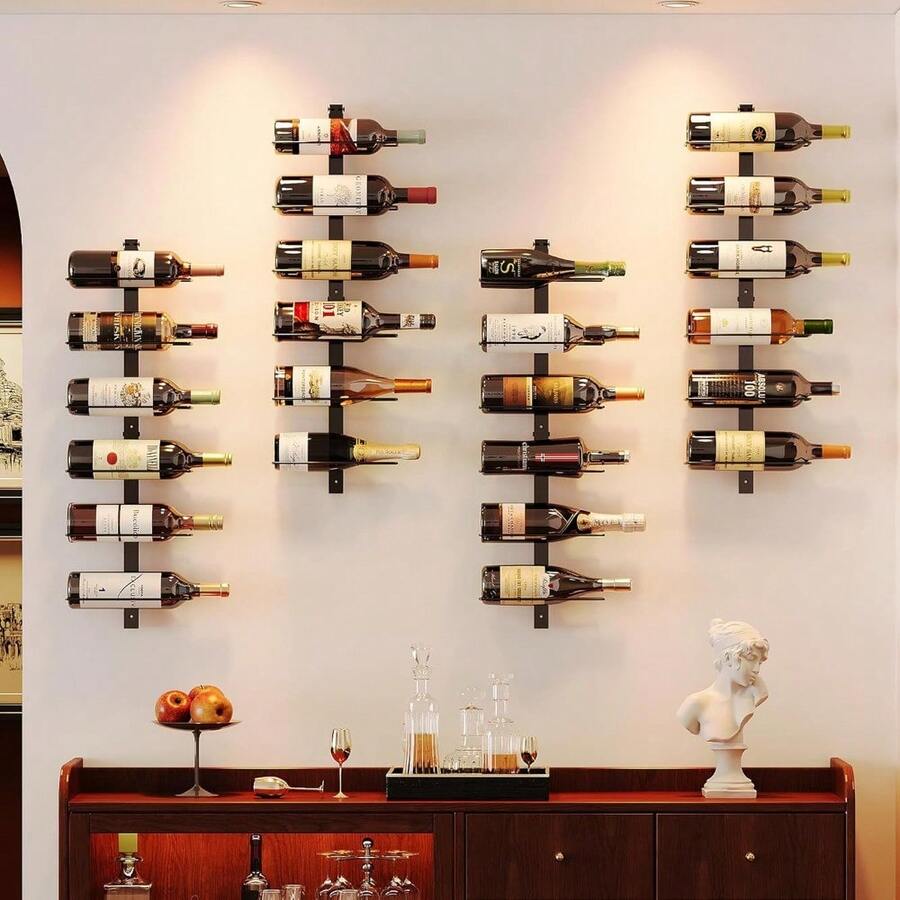 12 Bottle Wall-Mounted Wine Rack, Detachable Storage Organizer Used As One Or Four, DIY Wall Hanging Bottle Holder, For Dining Room, Bar, Wine Cellar