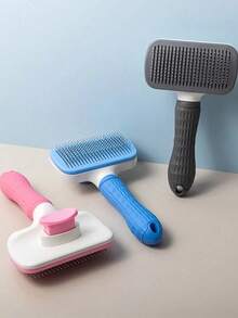 1 Pieza Peine de masaje y limpieza de pelo de perro y gato, peinado rápido, eliminación automática de cabello con un solo clic, peine de masaje para mascotas, limpieza de pelo cómoda, gatos y perros aman ser peinados y limpiados, alivia el estrés y mejora la salud del pelaje