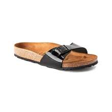 Birkenstock Madrid Birko-Flor Flat Women Sandals Lack schwarz 40303