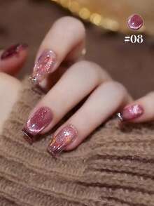 NAI SHI Nail Polish 12ML Capacity, 2025 Autumn And Winter Season, New Year New Gift, Sparkling Galaxy Crushed Diamond Rose Red, Night Cream Autumn Purple Gold Crystal Cat Eye Gel Nail Polish. Suitable For All Seasons, Translucent Cat Eye Magnetic Nail Beauty. - Multicolor - View 7