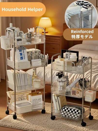 Acrylic Multipurpose Wagon Cart, Storage Rack, Multi-Layer Mobile Storage Organizer For Kitchen, Living Room, Bathroom & Bedroom, Cosmetic/Book/Snack Shelf