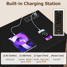 Furniwell Dresser With Power Outlet, 6 Drawers Dresser For Bedroom, Modern Chest Of Drawers, Wooden Dressers, TV Stand For Living Room,Closet, Hallway - Xem 2