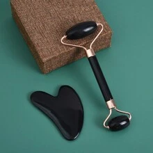 2 peças/Conjunto Massageador Facial e de Pescoço para Rolo Facial, Raspador Gua Sha, Placa Levantadora de Rugas, Cuidados com os Olhos, Conjunto Resinado Guasha, Cabelo, Ferramentas para Cabelo, Cuidados com o Cabelo, Escola, Volta às Aulas, Viagem, Itens Essenciais de Viagem, Itens Essenciais para Casa, Spa, Ferramenta de Massagem, Massagem, Massageador, Spa