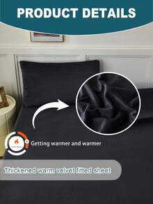 1pc Black Velvet Fitted Sheet Warm Soft Solid Fuzzy Fitted Sheet King Queen Full Twin Size, Luxury Super Soft Cozy Comfy Bottom Sheet With 11.8" Deep Pocket,Suitable For Fall Winter And Spring, No Pillowcases Autumn And Winter Warm Mattress Protection, Deep Pocket, Bed Sheet - Black - View 5