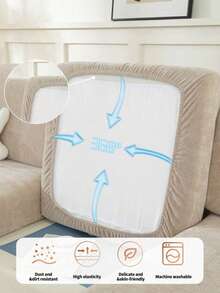 1件装雪尼尔面料弹力提花沙发靠垫套，防滑简约大方，柔软亲肤，防宠物灰尘，防污沙发靠垫套，适用于L型沙发，1/2/3/4个沙发靠垫套，春、夏、秋、冬四季通用。 - 卡其色 - 查看 8