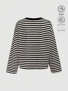 QUNGIGU Women's Long Sleeve Casual Round Neck Basic Blouse, Loose & Comfortable, Autumn - Black - View 4