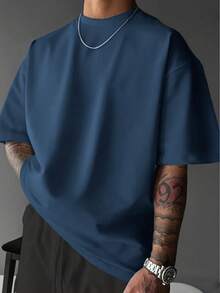 GRDR Men's Solid Color Casual Street Sporty Crew Neck Short Sleeve T-Shirt - Dusty Blue - View 6
