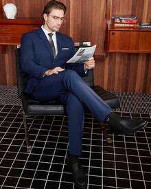Men's 2 Piece Suits Two Button Pants Set Party,Wedding And BusinessChristmas CNPN - 海軍 - 查看 3
