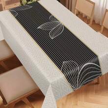 1 Piece Of Rectangular Tablecloth: Nordic-Style Tablecloth With Minimalist Linear Leaf Patterns, Made Of Polyester Fabric. It Is A Light-Luxury Table Decorative Cloth, An Ideal Choice For Home Textile Table Decoration. Washable And Reusable. Suitable For Daily Dining Rooms, Living Rooms And Theme Parties, And Can Be Used Indoors And Outdoors.