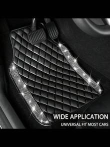 2件/3件/5件套亮面汽车脚垫 - 菱形绗缝皮革材质 | 防滑脚跟垫，防水 | 通用型，适用于轿车、SUV、卡车、轿车 | 女性及女孩的理想之选 - 款式A - 查看 4