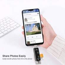 五合一多功能 USB 3.0 Type C、Micro USB、SD、TF 读卡器，兼容 Android、智能手机、电脑、扩展坞、OTG Type C 适配器 - 黑色 - 查看 2