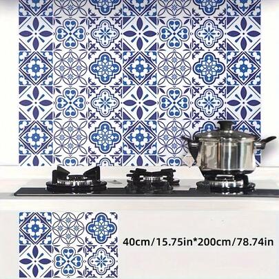 1 Roll Self-Adhesive Wallpaper, Moroccan Style Imitation Tile Self-Adhesive Contact Paper, Peel And Stick, Waterproof Removable Living Room Kitchen Bedroom Dormitory Wallpaper, Furniture Refurbishment Wallpaper, Fall Aesthetic Wallpaper