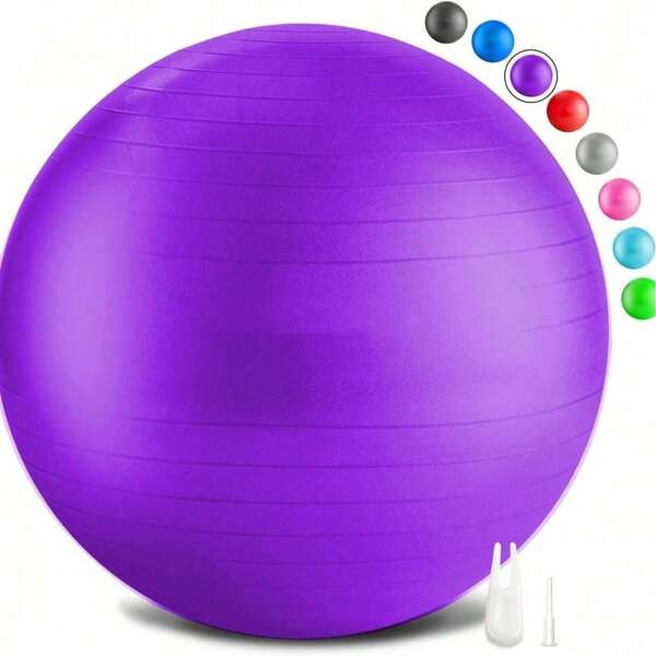 5 Sizes Yoga Ball, Fitness Ball, Birthing Ball For Pregnant Women, Physical Therapy, Balance, Stability, Workout, Office Ball Chair, With Quick Pump, Multi-Color