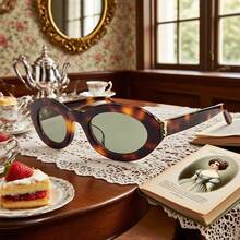 Yves Saint Laurent 1 副时尚女士眼镜，字母和铰链交织，经典系列复古椭圆形女士风格，适合情侣、旅行、秋季穿着、校园风格、自驾、拍照和派对。一份很棒的礼物 - 棕色 - 查看 6