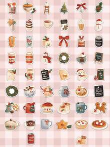 Zestawy naklejek świątecznych 50-100 szt. – wielokrotnego użytku, samoprzylepne naklejki winylowe – nadają się na butelki z wodą, laptopy, prezenty, okna, narty w różnych kształtach i kolorach – dekoracje na imprezę świąteczną, najlepszy wybór na Boże Narodzenie