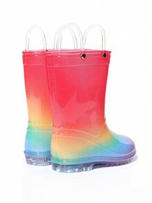 1 Pair Adorable Princess-Style Colorful Crystal Rain Boots, Soft & Durable Soles, Seamless Round Toe, High-Top Design, Lightweight Body, Girls/Toddlers Rain Boots For School, Camping, Beach, Outdoor, Sturdy Double Handles, Shiny Crafted Uppers, Suitable For All Seasons