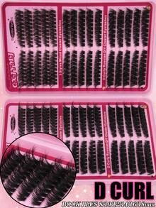 540 Clusters/30 Rows D-Curl Fluffy DIY Eyelash Extension Kit 8-16mm Mixed Length X60X80X100 Fluffy Single Eyelash Cluster Segmented With Eyelash Adhesive Kit Suitable For Dating, Parties, Travel, Christmas, Halloween - 黑色 - 查看 5