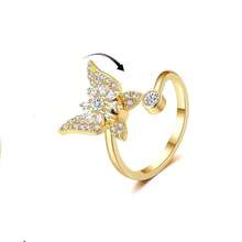 Anxiety Rings For Women, Adjustable Spinner Anxiety Ring, CZ Butterfly Bee Moon Star Fidget Rings For Anxiety Stress Relief For Women