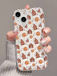 1 Stück modisches & weihnachtliches Lebkuchenhaus & Orangenscheiben Muster transparente TPU Stoßdämpfende Handyhülle kompatibel mit iPhone 16/16Pro/16Plus/15/15ProMax/15Pro/11/12/13/14ProMax/12Mini/13Mini/11Pro/11ProMax/12Pro/12ProMax/13Pro/13ProMax/14Pro/14ProMax, weiches Etui mit Premium-Haptik