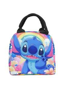 Bolsa escolar estampada con puntada, bolsa de comida con puntada, bolsa de almuerzo, bolsa escolar de anime Kawaii de dibujos animados para niños y niñas, bolsa aislada con hielo, bolsa de picnic diagonal, diseño escolar divertido y con estampado de patchwork y elegante