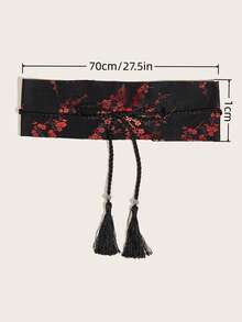 1 件大码女式优雅中国风刺绣腰带，搭配针织连衣裙，黑色和红色夏季、学校秋季、秋季、万圣节 - 黑色 - 查看 4