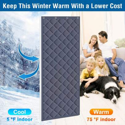 ستارة باب عازلة للحرارة مغناطيسية - قماش أكسفورد ثقيل، بطانة مسمكة، زيادة في الارتفاع بمقدار 2 بوصة، 36 بوصة * 80 بوصة لأبواب الزجاج الانزلاقية، عزل الباب الشتوي وخفض الضوضاء، رمادي، ستارة باب شتوية، عزل باب انزلاقي، سطح منسوج، بنية متينة، عزل المنزل، تصميم، خياطة مقواة، حل عزل المنزل