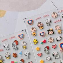 SNOOPY 1 片新款浮雕卡通史努比狗 3D 美甲贴纸，趣味 3D 动漫防水美甲贴纸，背胶（随机款式） - 彩色 - 查看 7