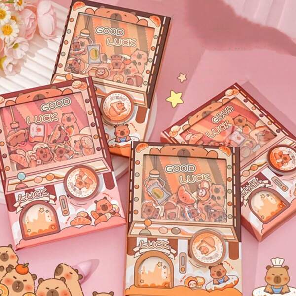 Portable Color Inner Page Capybara Notebook Gashapon Mahines Cute Small Notepad Diary Cartoon Square Writing Pad Office