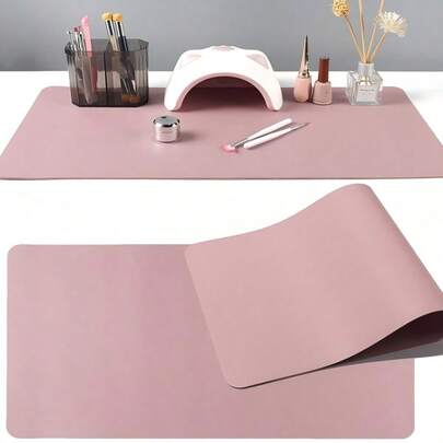Soft Pink Manicure Desk Mat, Waterproof PU Leather, Salon Desk Pad, Foldable Manicure Armrest Pad, Suitable For Nail Technicians Salon And Home Use