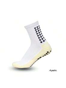 4 Pairs Men's Soccer Socks Anti Slip Non Slip Grip Pads For Football Basketball Sports Grip Socks - Multicolor - View 2