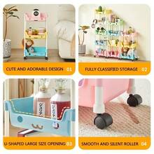 Multi-Layer Storage Rack Multi-Layer SPA Storage Cart - PABA, Non-Electric, Mobile Storage Rack With Wheels, 3/5 Layers, Suitable For Living Room, Bedroom Dormitory Book Storage Rack, Bedside Cart, Utility Cart, Book Cart, Roller Cart, Baby Stroller Storage Box, Kitchen Storage Box, Diaper Cart, Bathroom Storage Box - 彩色-3層 - 查看 3